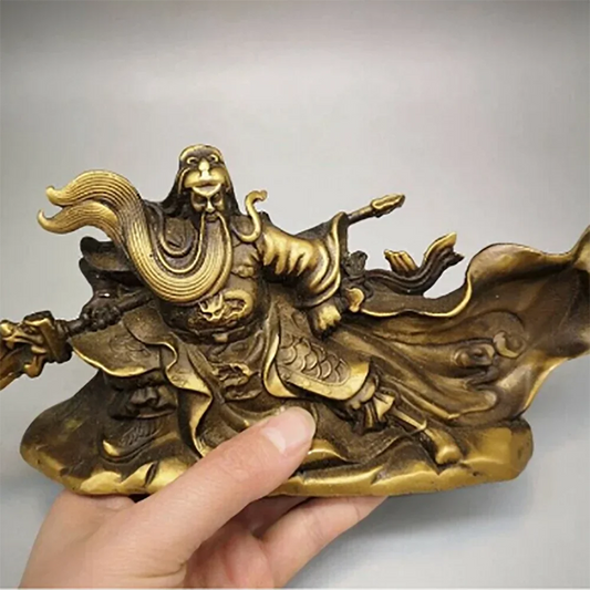 Chinese Antique Feng Shui Copper Ware Brass Guan Gong Statue cc99
