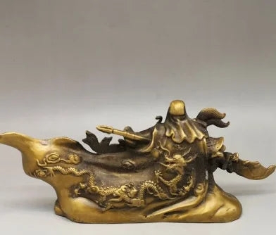 Chinese Antique Feng Shui Copper Ware Brass Guan Gong Statue cc99