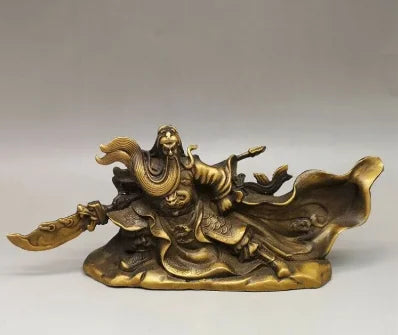 Chinese Antique Feng Shui Copper Ware Brass Guan Gong Statue cc99