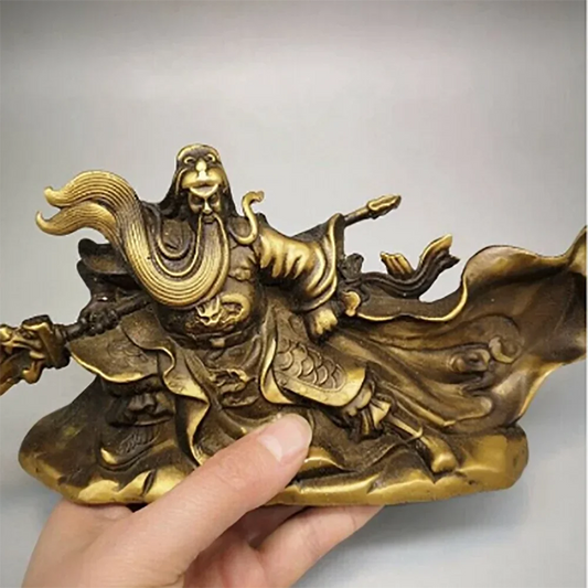 Chinese Antique Feng Shui Copper Ware Brass Guan Gong Statue cc99