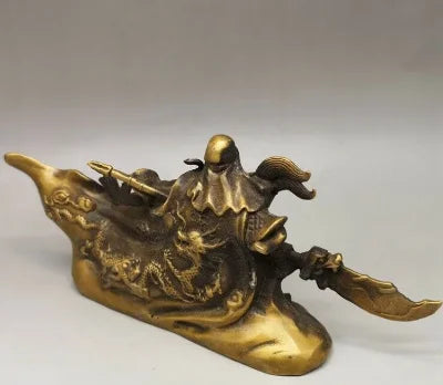 Chinese Antique Feng Shui Copper Ware Brass Guan Gong Statue cc99