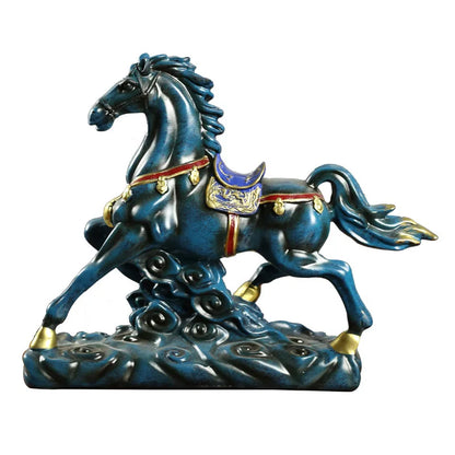 Chinese Antique Royal War Horse Sculpture Resin Imperial Palace Horse Statue Ornament Business Gift Art and Craft Home Decor