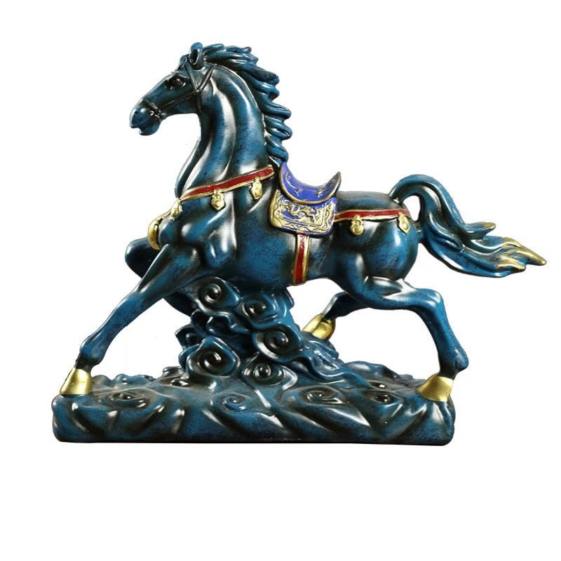 Chinese Antique Royal War Horse Sculpture Resin Imperial Palace Horse Statue Ornament Business Gift Art and Craft Home Decor