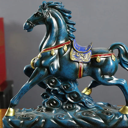 Chinese Antique Royal War Horse Sculpture Resin Imperial Palace Horse Statue Ornament Business Gift Art and Craft Home Decor