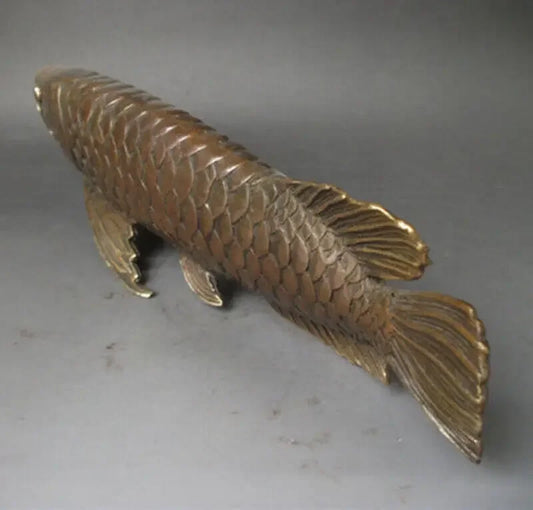 Chinese Antiques Bronze Carved statues ' Fish every year ' Wish Wealth blessings