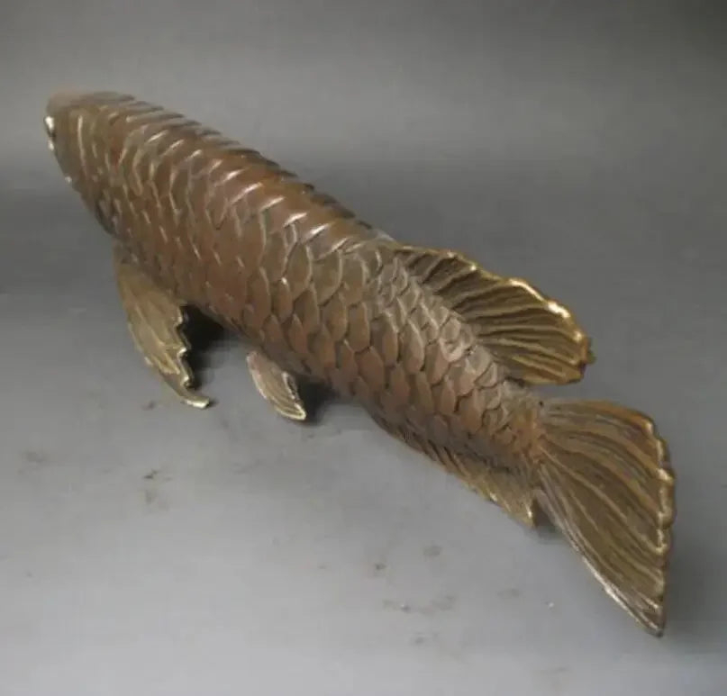 Chinese Antiques Bronze Carved statues ' Fish every year ' Wish Wealth blessings