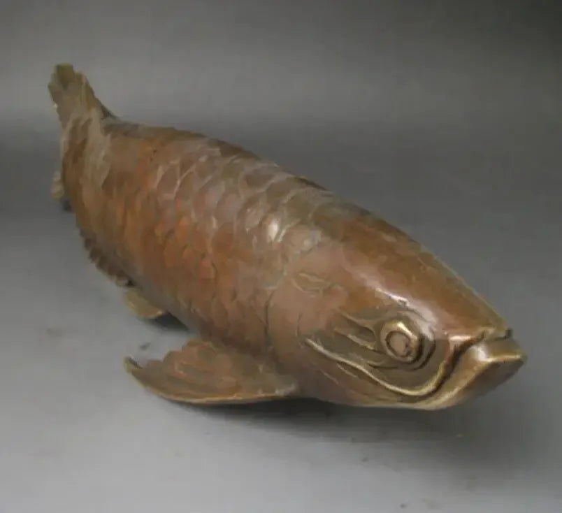 Chinese Antiques Bronze Carved statues ' Fish every year ' Wish Wealth blessings