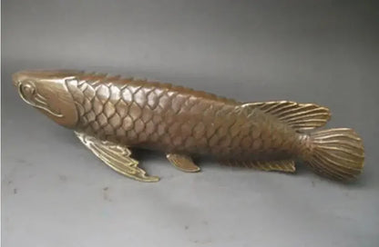 Chinese Antiques Bronze Carved statues ' Fish every year ' Wish Wealth blessings