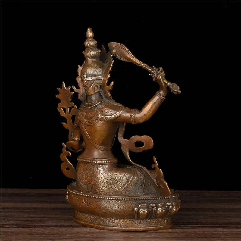 Chinese Archaize Tibetan Tibetan Buddhism Bronze Brass Manjushri Bodhisattva Buddha Statue Enshrined Collection Ornaments