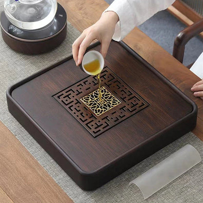 Chinese Bamboo Tea Tray Drainage Water Storage Trays Tradition Tea Board Household Tea Table Pu'er Teaware Decorative Supplies