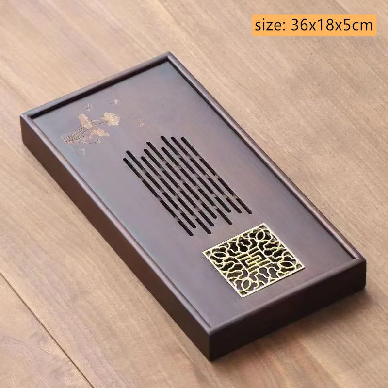 Chinese Bamboo Tea Tray Drainage Water Storage Trays Tradition Tea Board Household Tea Table Pu'er Teaware Decorative Supplies