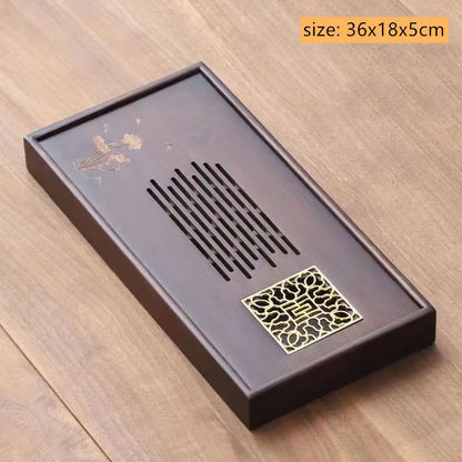 Chinese Bamboo Tea Tray Drainage Water Storage Trays Tradition Tea Board Household Tea Table Pu'er Teaware Decorative Supplies