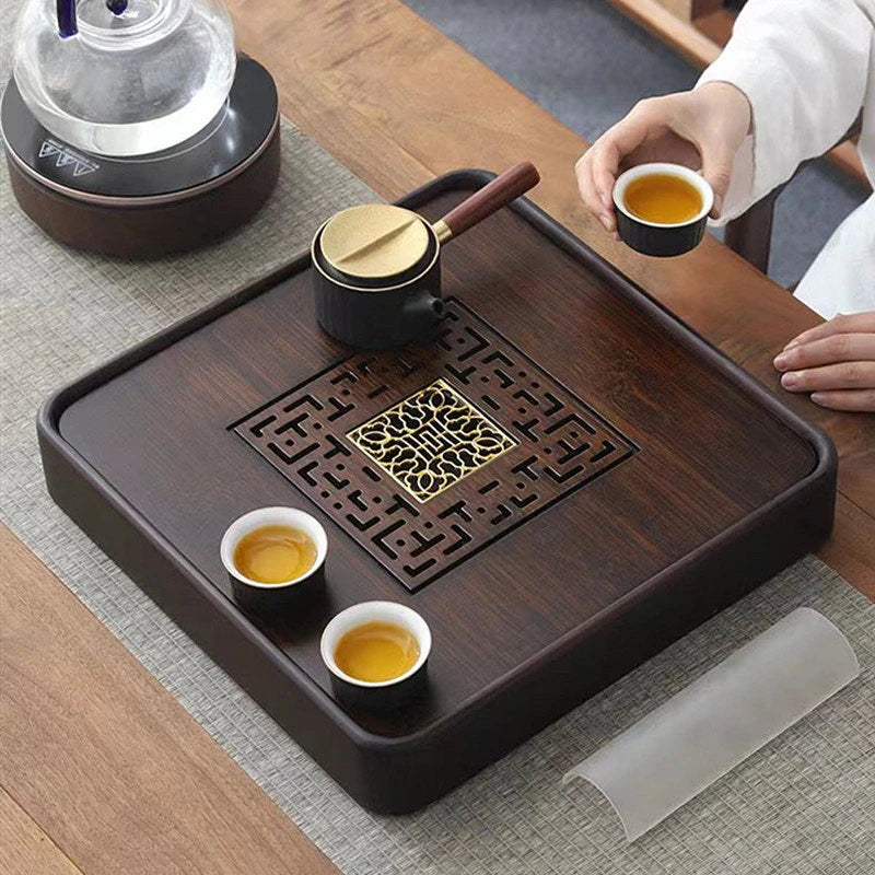 Chinese Bamboo Tea Tray Drainage Water Storage Trays Tradition Tea Board Household Tea Table Pu'er Teaware Decorative Supplies