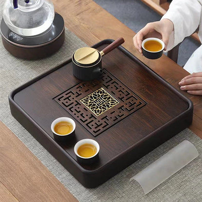Chinese Bamboo Tea Tray Drainage Water Storage Trays Tradition Tea Board Household Tea Table Pu'er Teaware Decorative Supplies