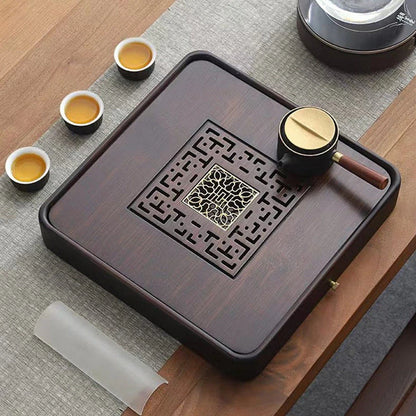 Chinese Bamboo Tea Tray Drainage Water Storage Trays Tradition Tea Board Household Tea Table Pu'er Teaware Decorative Supplies