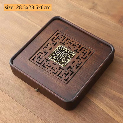 Chinese Bamboo Tea Tray Drainage Water Storage Trays Tradition Tea Board Household Tea Table Pu'er Teaware Decorative Supplies