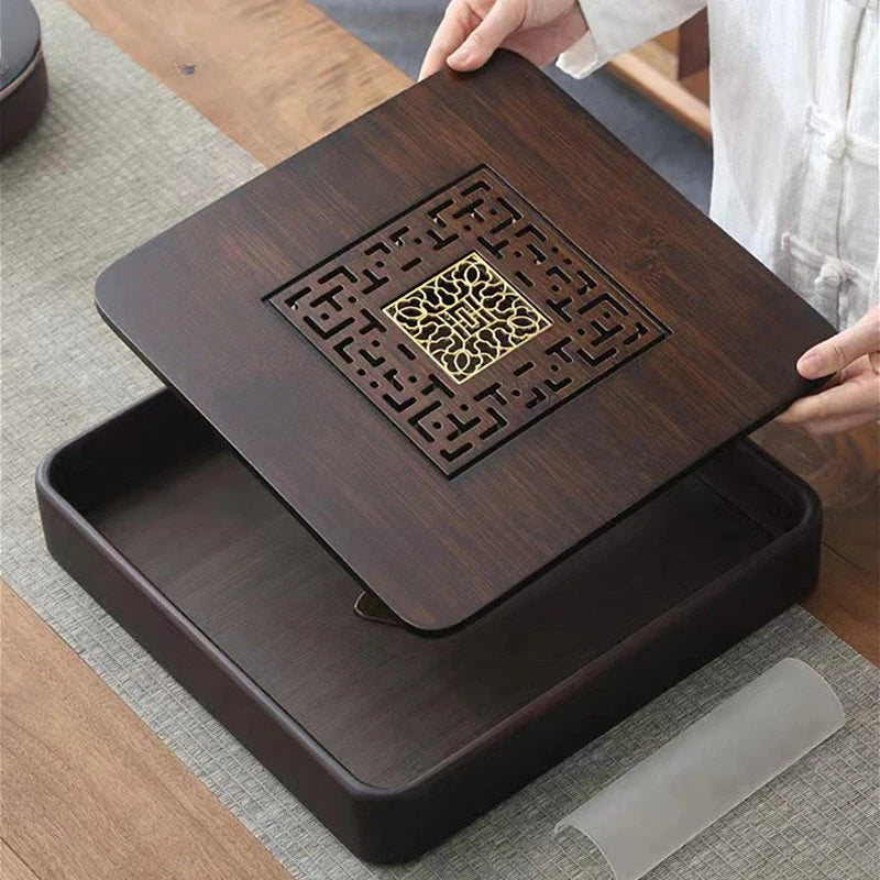 Chinese Bamboo Tea Tray Drainage Water Storage Trays Tradition Tea Board Household Tea Table Pu'er Teaware Decorative Supplies