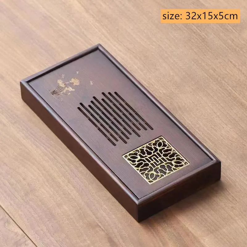Chinese Bamboo Tea Tray Drainage Water Storage Trays Tradition Tea Board Household Tea Table Pu'er Teaware Decorative Supplies