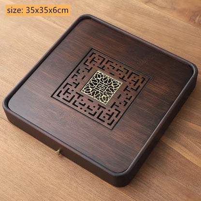 Chinese Bamboo Tea Tray Drainage Water Storage Trays Tradition Tea Board Household Tea Table Pu'er Teaware Decorative Supplies