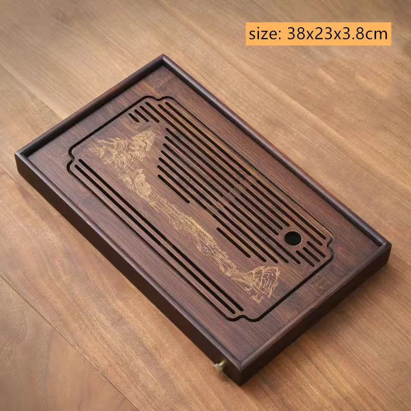 Chinese Bamboo Tea Tray Drainage Water Storage Trays Tradition Tea Board Household Tea Table Pu'er Teaware Decorative Supplies