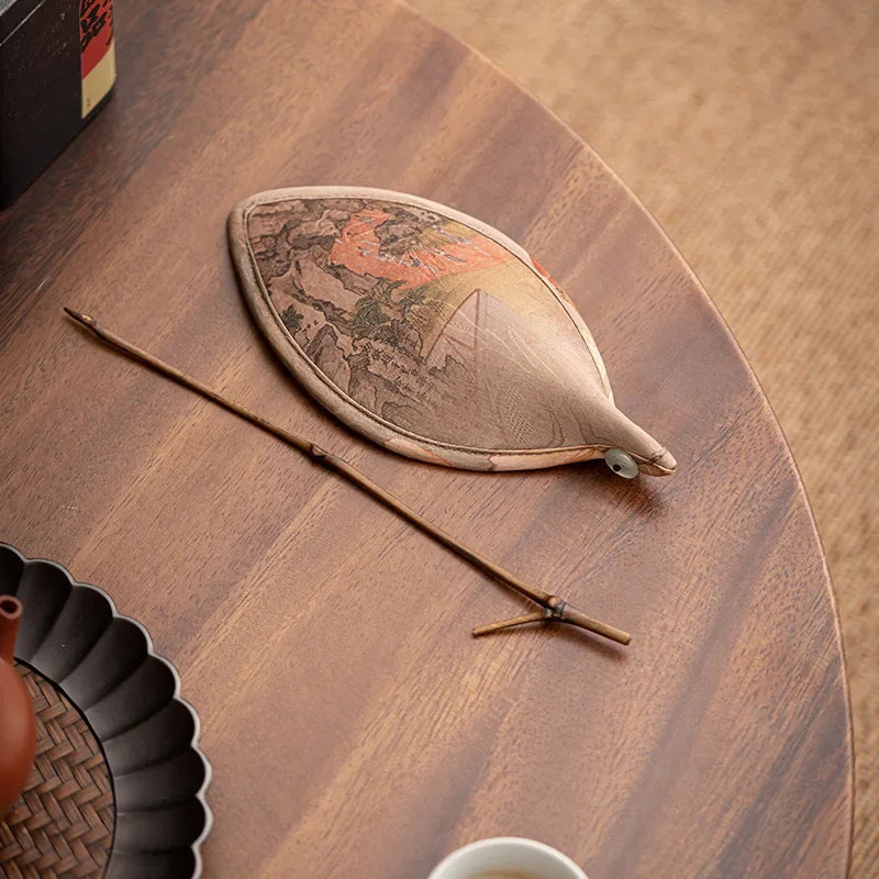Chinese Bamboo Woven Satin Large Paint Rattan Dustpan Tea Spoon Tea Holder Bamboo Tea Holder Tea Pick Caddy Spoon Accessories