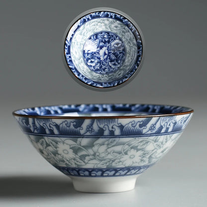 Chinese Blue and White Porcelain Tea Cup Anti Scalding Retro Ceramic Teacup Portable Master Cup Household Personal Single Cups