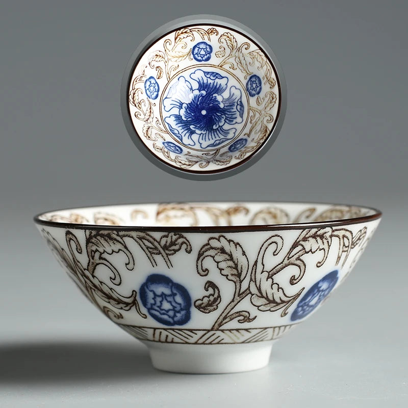 Chinese Blue and White Porcelain Tea Cup Anti Scalding Retro Ceramic Teacup Portable Master Cup Household Personal Single Cups