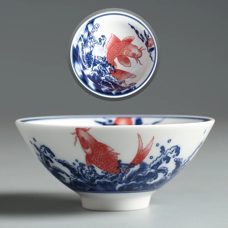 Chinese Blue and White Porcelain Tea Cup Anti Scalding Retro Ceramic Teacup Portable Master Cup Household Personal Single Cups
