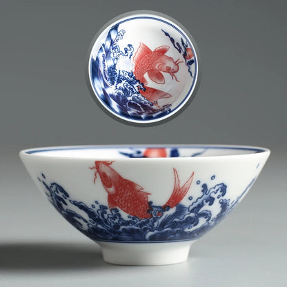Chinese Blue and White Porcelain Tea Cup Anti Scalding Retro Ceramic Teacup Portable Master Cup Household Personal Single Cups