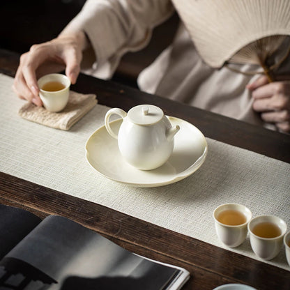Chinese Bluish Grey Ceramic Pot Bearing Holder Japanese Thin Body Dry Soaking Table Dry Brew Table Tea Tray Teaware Decoration
