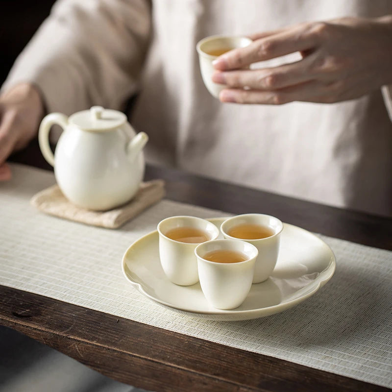 Chinese Bluish Grey Ceramic Pot Bearing Holder Japanese Thin Body Dry Soaking Table Dry Brew Table Tea Tray Teaware Decoration