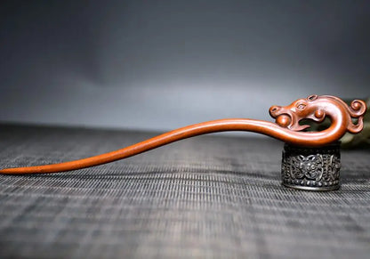 Chinese Boxwood Carved Wood Carving Dragon Hairpin Ornaments Crafts