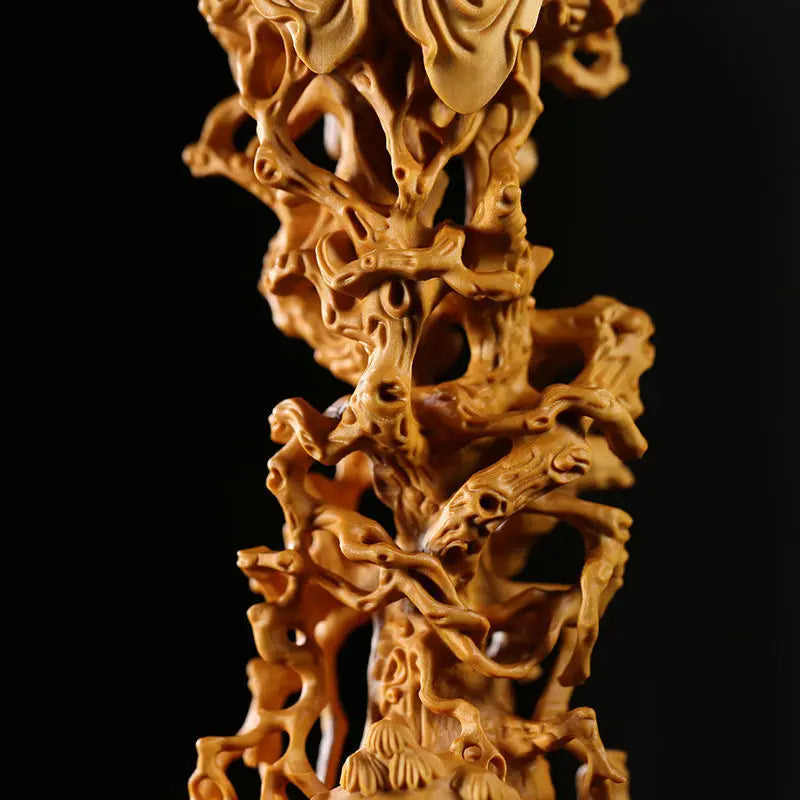 Chinese Boxwood Wood Buddism GuanYin Bodhisattva Statue Solid Wood Feng Shui Ornaments Crafts Gift