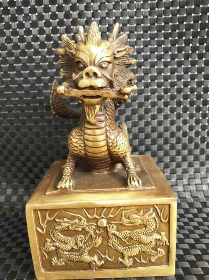 Chinese Brass Archaize Dragon Imperial Jade Seal