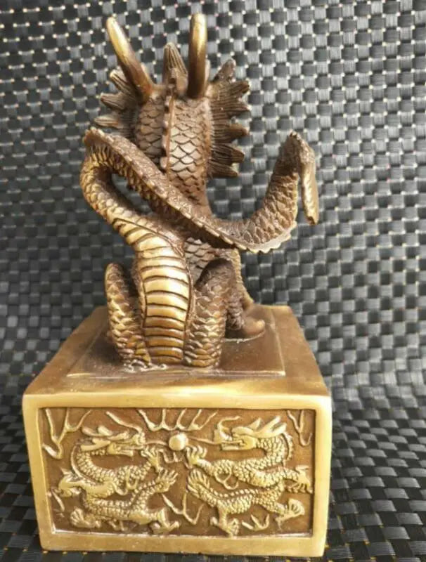 Chinese Brass Archaize Dragon Imperial Jade Seal