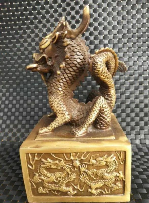 Chinese Brass Archaize Dragon Imperial Jade Seal