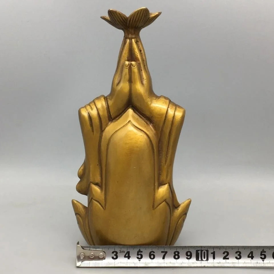 Chinese Brass Buddhism Temple Kwan-Yin Guanyin Bodhisattva Buddha Statue censer