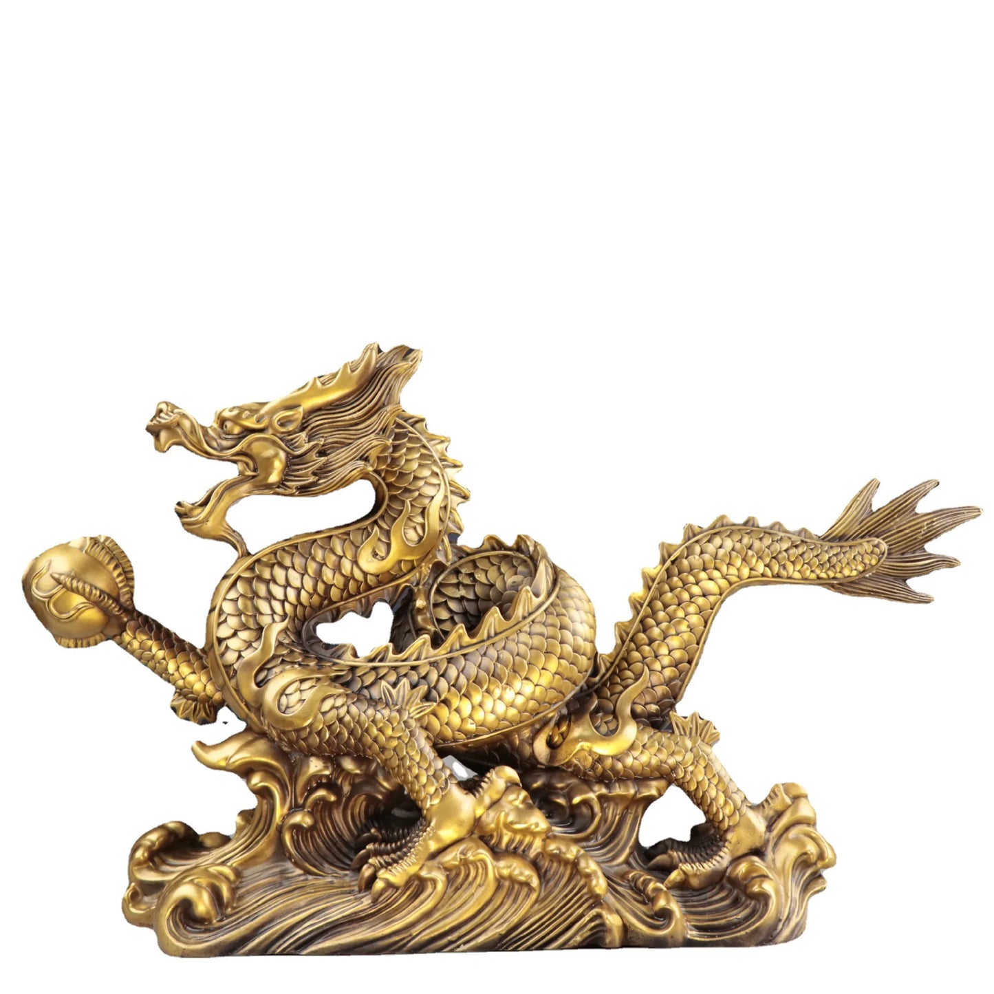 Chinese Brass Carved Dragon Household Decoration Crafts Statue