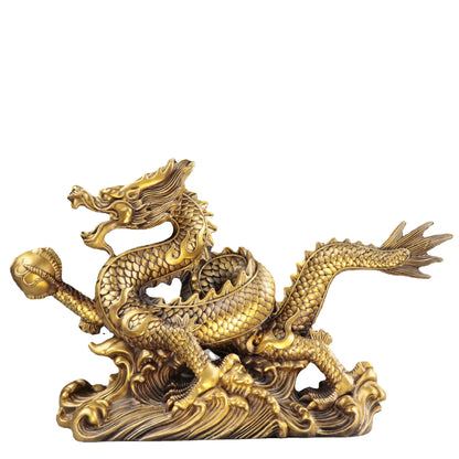 Chinese Brass Carved Dragon Household Decoration Crafts Statue