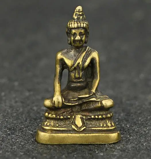 Chinese Brass Carving Sakyamuni Mini-Pocket Buddha Statues,Small Ornaments,Old Articles