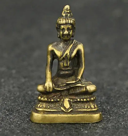 Chinese Brass Carving Sakyamuni Mini-Pocket Buddha Statues,Small Ornaments,Old Articles