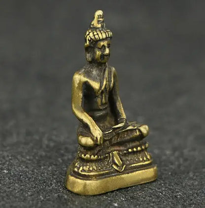 Chinese Brass Carving Sakyamuni Mini-Pocket Buddha Statues,Small Ornaments,Old Articles