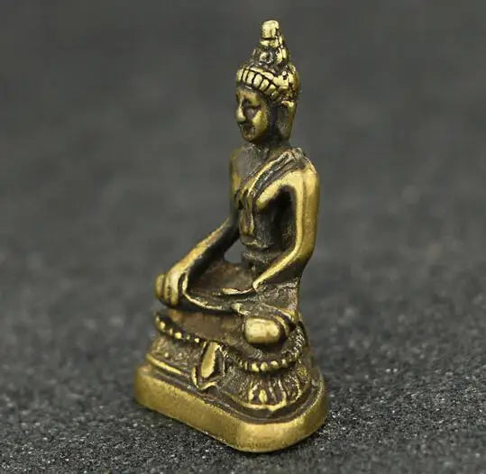 Chinese Brass Carving Sakyamuni Mini-Pocket Buddha Statues,Small Ornaments,Old Articles