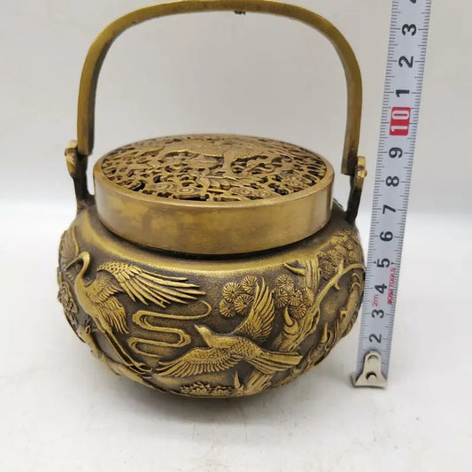 Chinese Brass Flowers and birds Statue Box Incense Burner / Censer Crafts