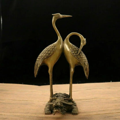 Chinese Brass Handmade Exquisite Crane & Turtle Statue 27085