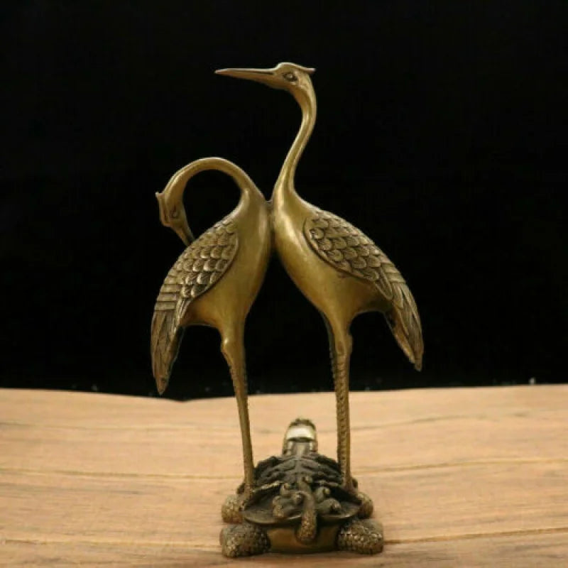 Chinese Brass Handmade Exquisite Crane & Turtle Statue 27085
