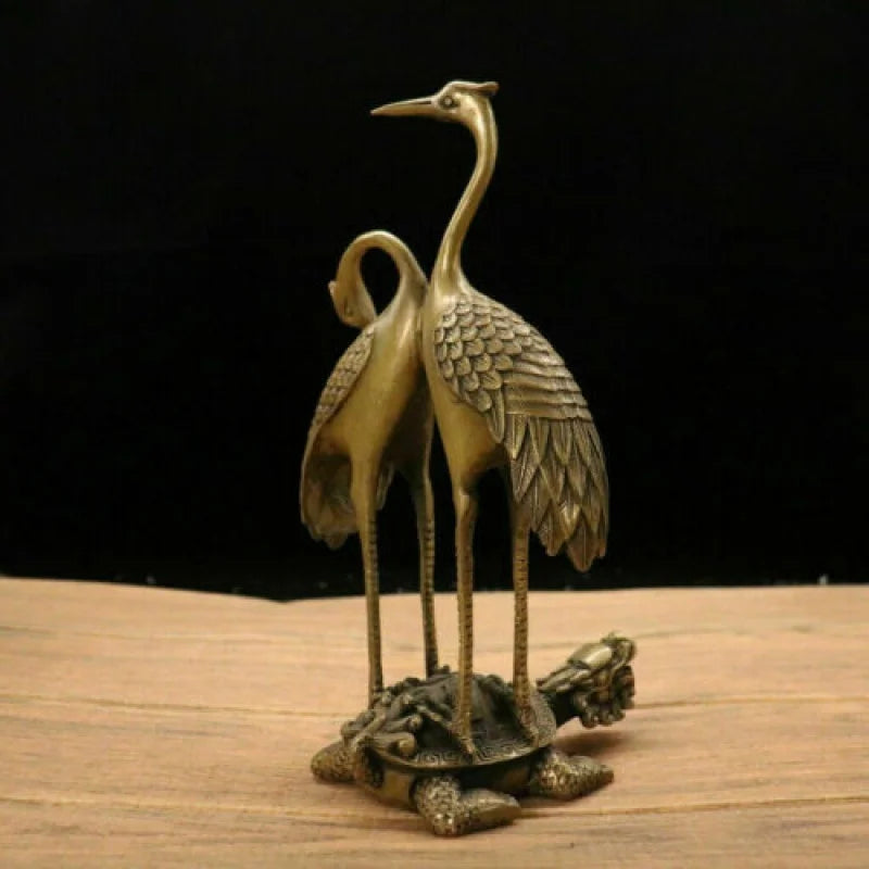 Chinese Brass Handmade Exquisite Crane & Turtle Statue 27085