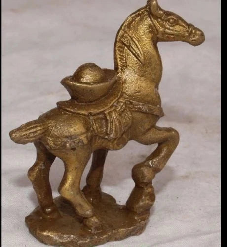 Chinese Brass Running Yuan Bao On Horse Animal Statue Sculpture