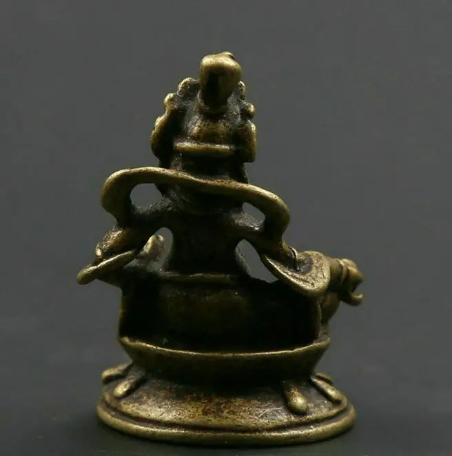 Chinese Bronze Exquisite Buddhism Mahakala Wrathful Deity Amulet Exorcise Evil Spirits Statue