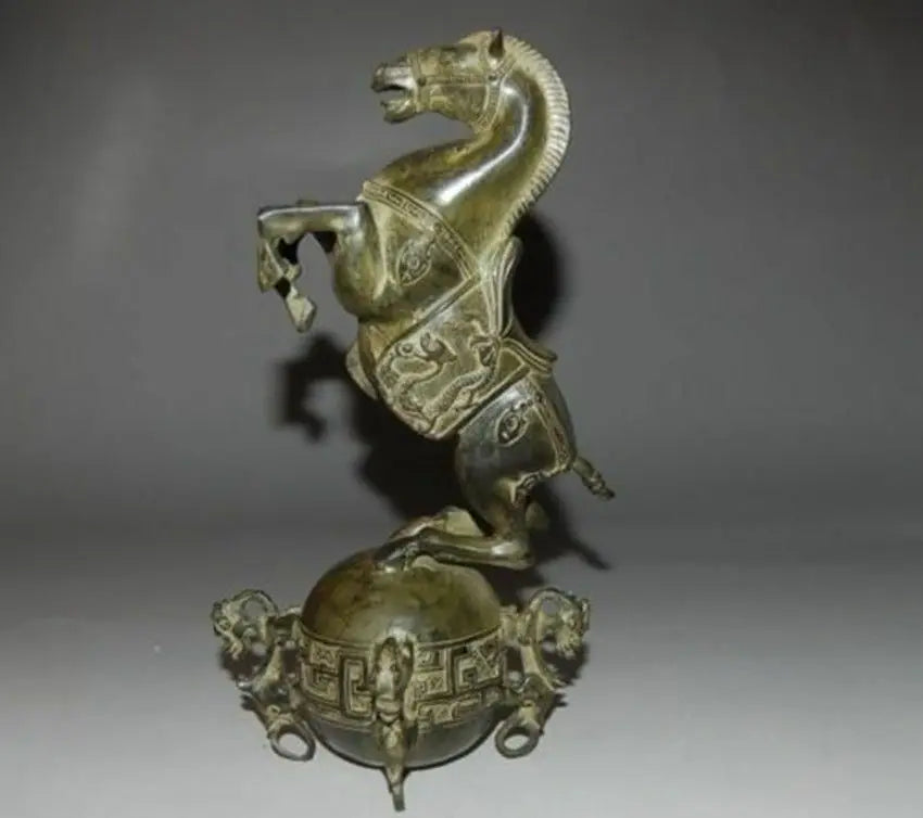 Chinese Bronze Horse Standing on The Ball with Garden Decoration Bronze Statue Living Room Decoration Home Gift